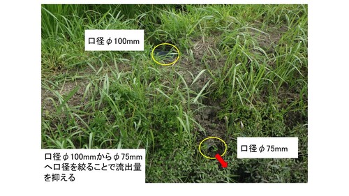 落水量調整装置　塩ビ管　設置状況